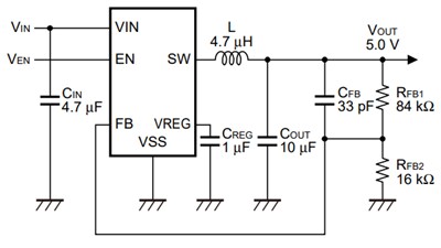 Application Circuit Diagram - ABLIC 8581x Step-Down Switching Regulator